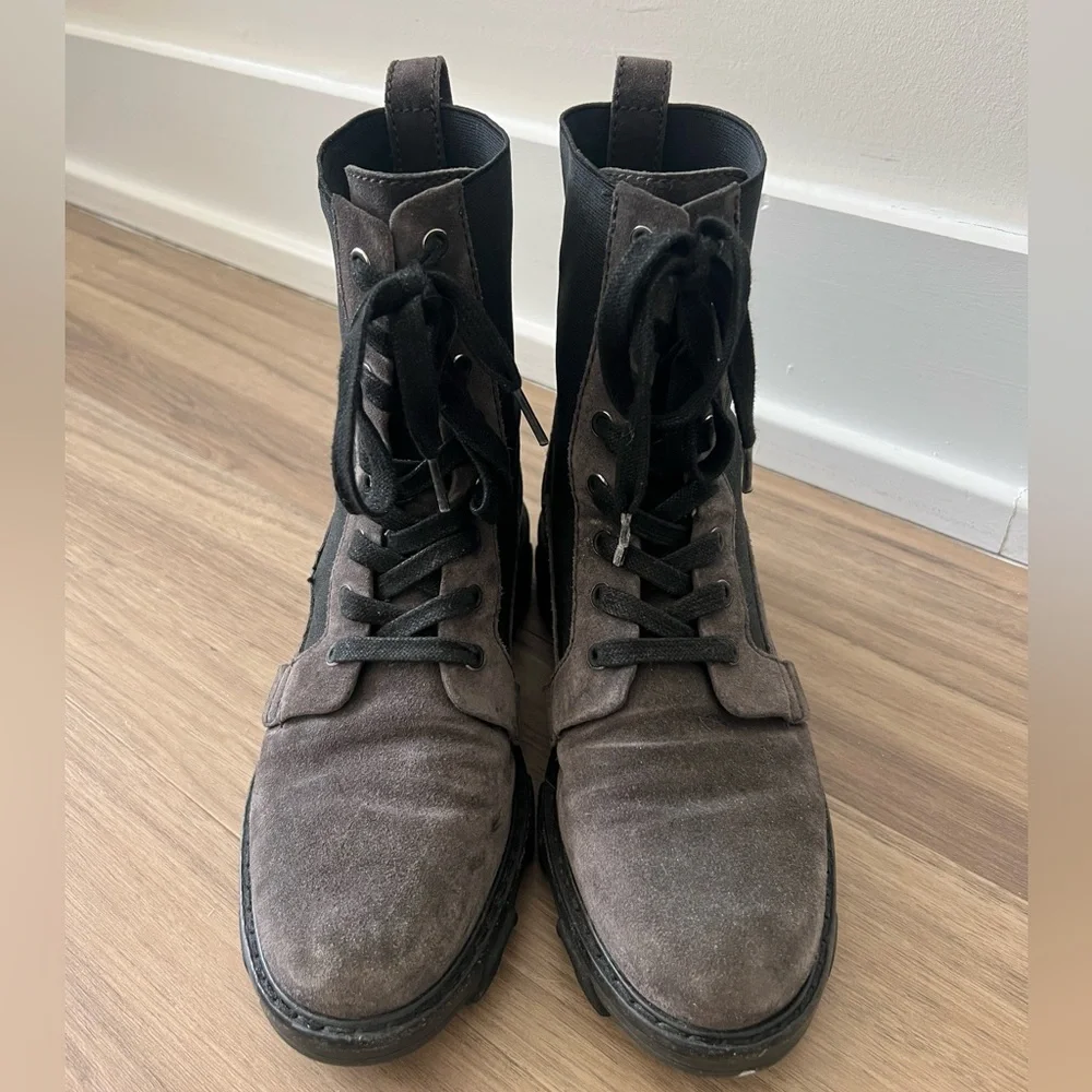 Rag & Bone Suede Grey Combat Boots - Picture 1 of 7